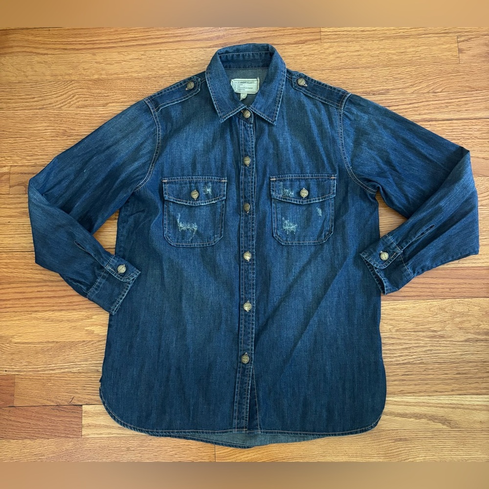 Current/Elliot Denim Shirt Women’s 2 Blue Button Down Top REVIEW MEASUREMENTS